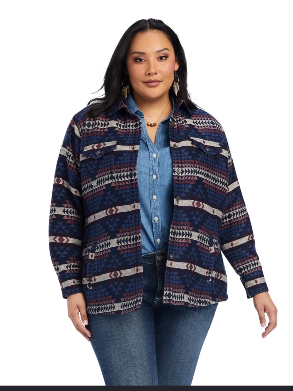 Ariat Navy Aztec-Pattern Button Front Jacket